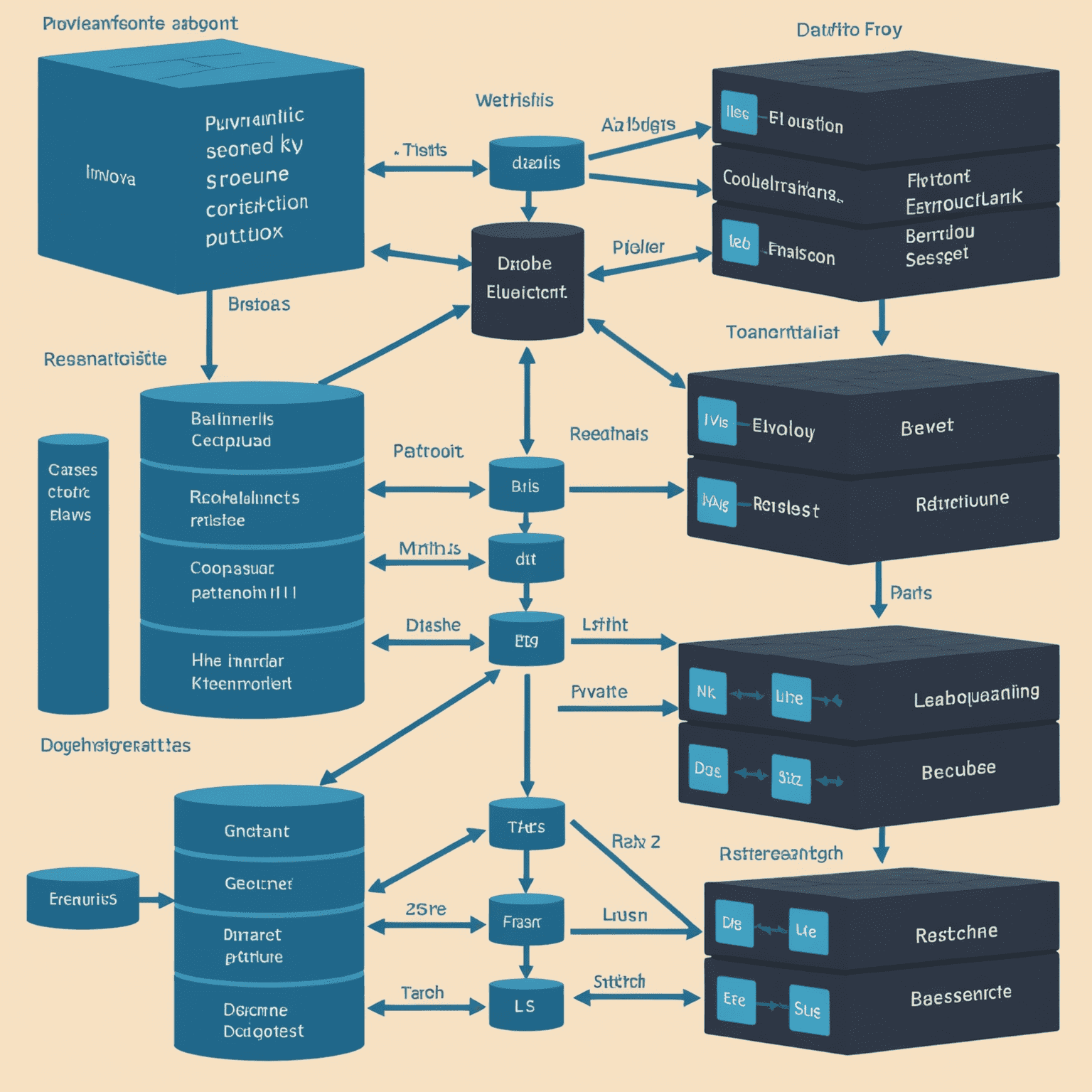 Imagen que ilustra diferentes estructuras de datos en Python: una lista representada como una secuencia de cajas, un diccionario como pares clave-valor, y un conjunto como un grupo de elementos únicos.